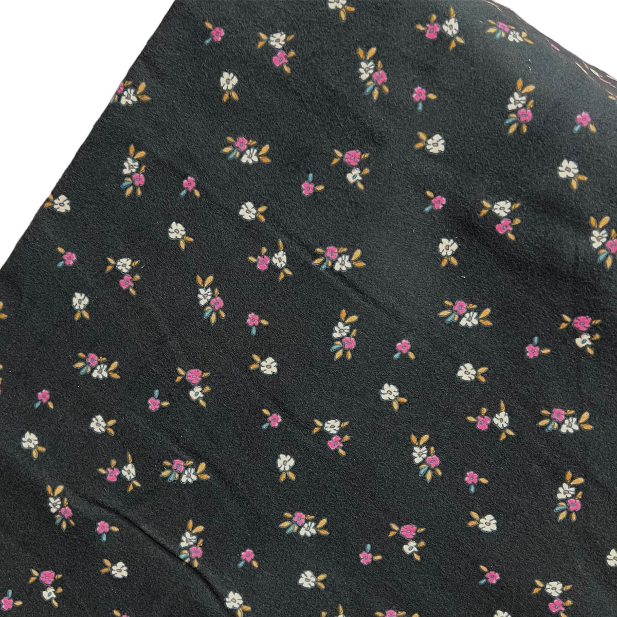 Pink-Purple & White Floral on Black Cotton Flannel- “Bloemenzee Rose