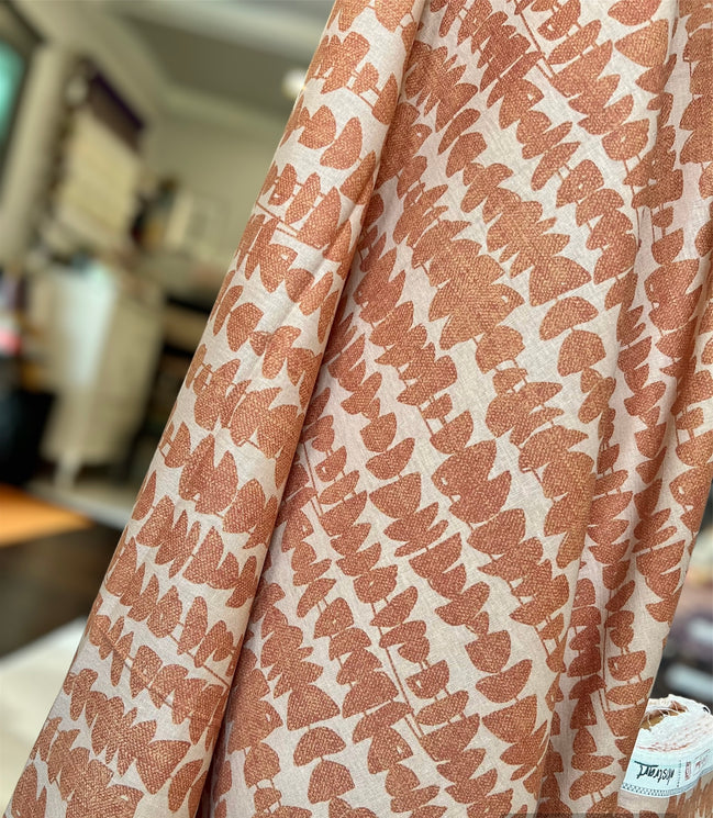 Clay Abstract Pale Tan “Stacked Stones Sienna” Linen Cotton Blend- Art Gallery- 60” Wide
