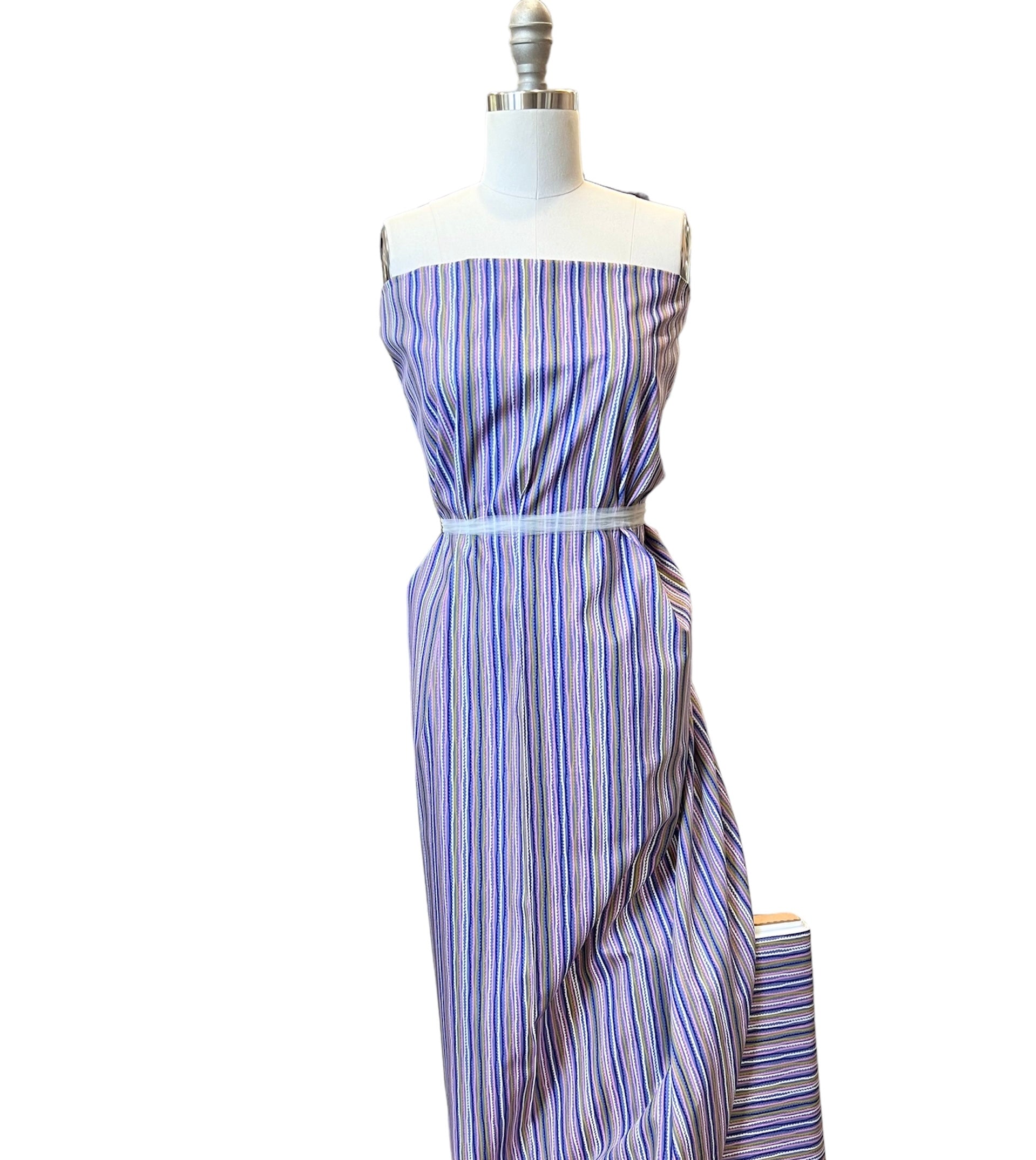 Purple, Pink Stripes Cotton Fabric- “Untangled Strings
