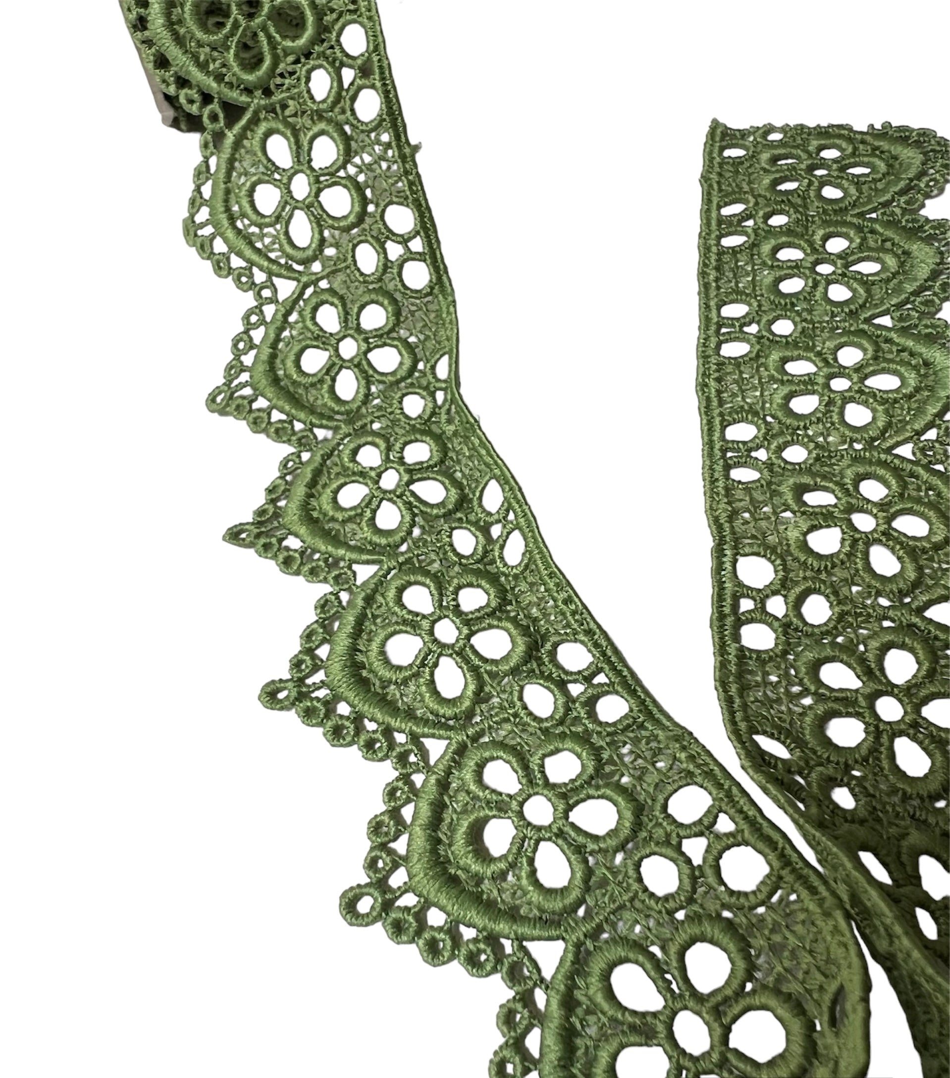 Green Floral Guipure- Lace Trim 4217- 1.65
