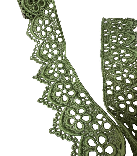 Green Floral Guipure- Lace Trim 4217- 1.65" Wide
