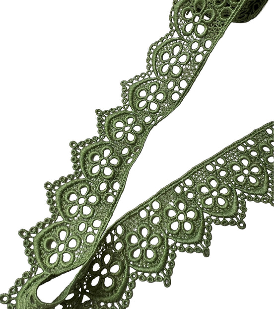 Green Floral Guipure- Lace Trim 4217- 1.65" Wide