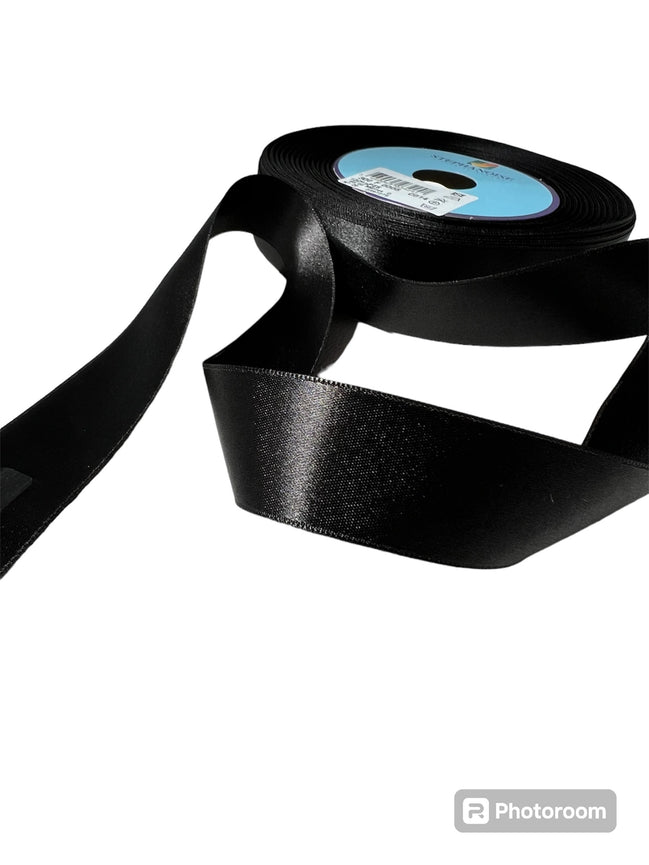 Black- 300- Double Faced Satin Ribbon- 1” Wide