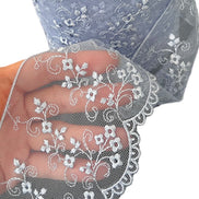 Periwinkle Blue Embroidered Tulle Trim- 3801