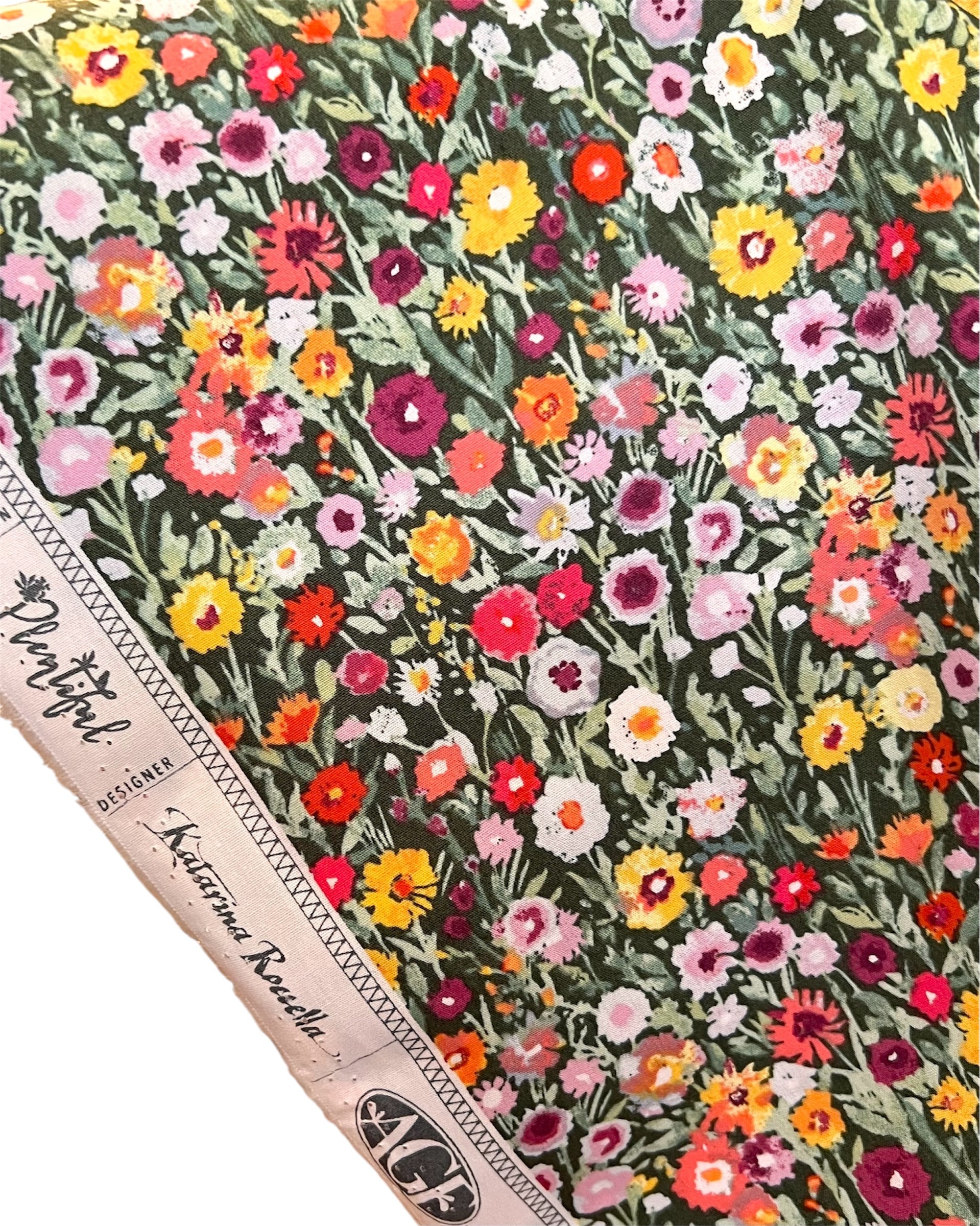 Orange, Red, Burgundy, Yellow, Lilac Floral Cotton Fabric- “Blooming Prairie Allium”- Art Gallery- 44