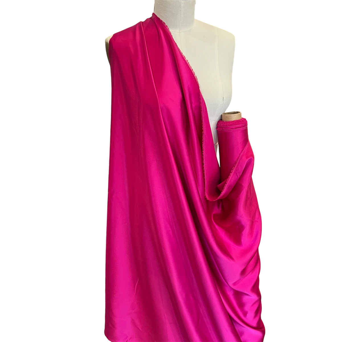 Hot Pink Pure Silk Charmeuse Fabric- 44” Wide- (370)