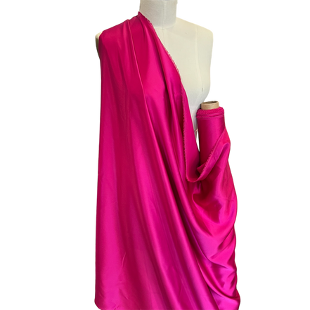 Hot Pink Pure Silk Charmeuse Fabric- 44” Wide- (370)