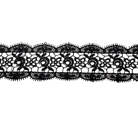 Flowers in the Center- Black Guipure Entre Deux- 2" Lace Trim (4221)
