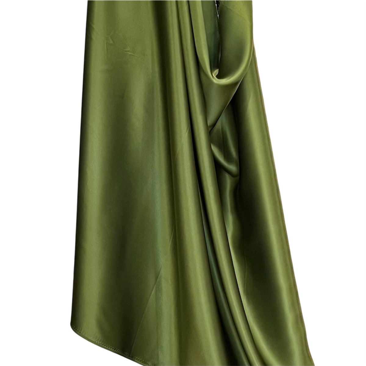Dark Olive Green Pure Silk Charmeuse Fabric- 44” Wide- (366)