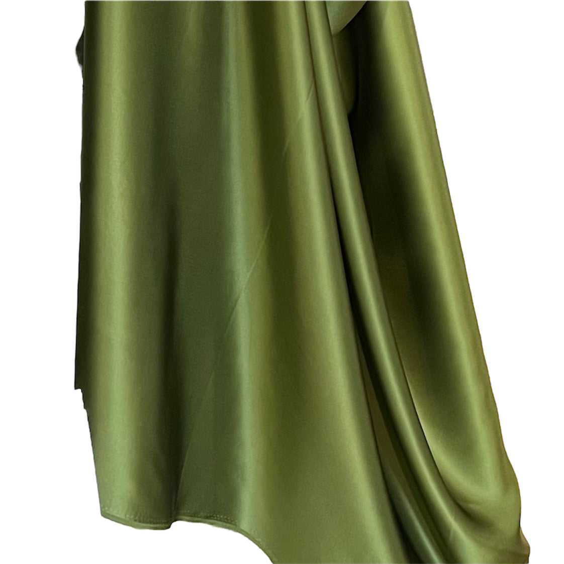 Dark Olive Green Pure Silk Charmeuse Fabric- 44” Wide- (366)