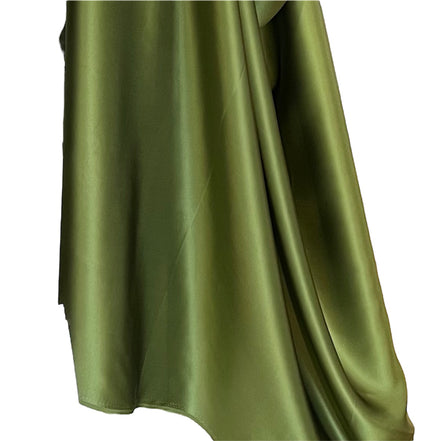 Dark Olive Green Pure Silk Charmeuse Fabric- 44” Wide- (366)