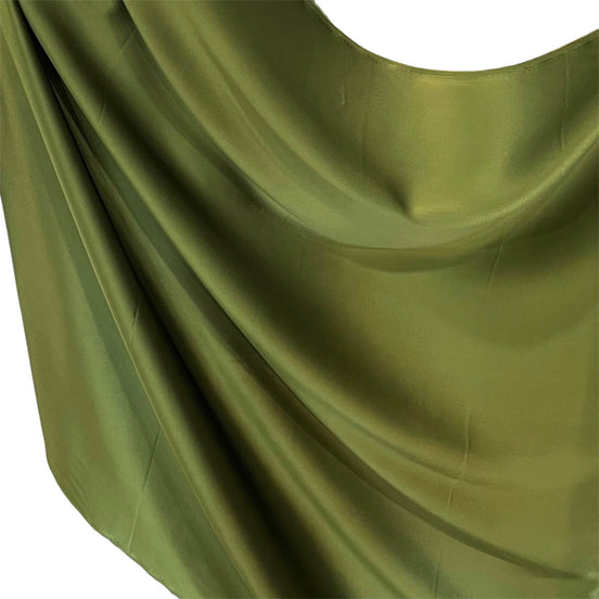 Dark Olive Green Pure Silk Charmeuse Fabric- 44” Wide- (366)