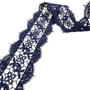 Flowers in the Center- Navy Blue Guipure Entre Deux- Lace Trim 4221
