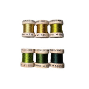 Au Ver A Soie- Soie Perlée- Green & Gold Collection- 6 Spools 100% Silk Thread