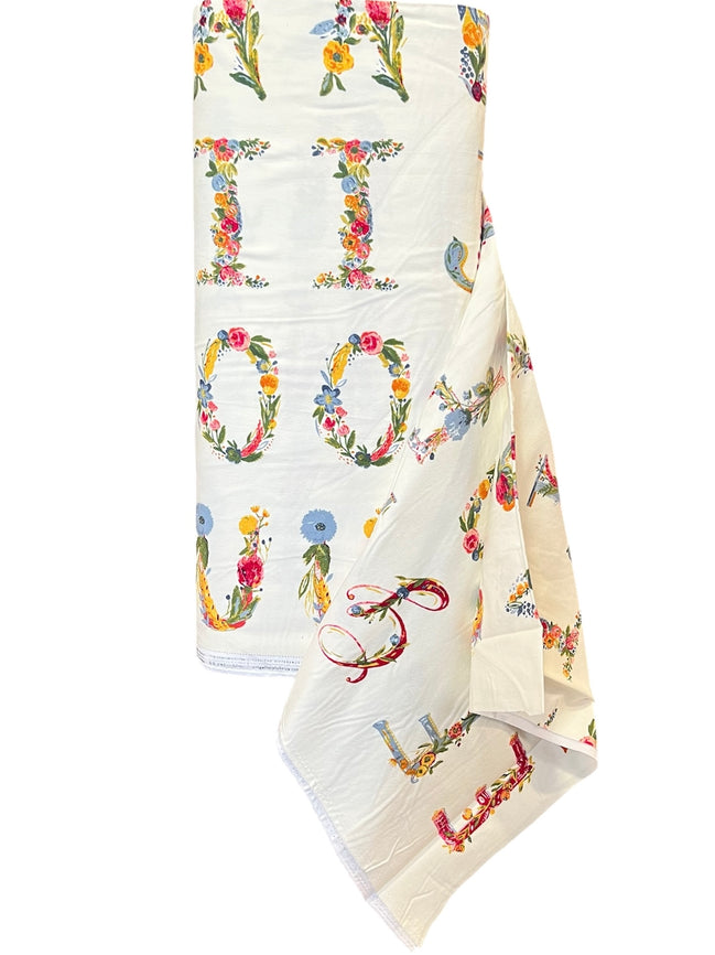 Letters on Cream- Joyeux Alphabet Panel- Cotton Flannel- AGF- Art Gallery Fabrics- 44” Wide