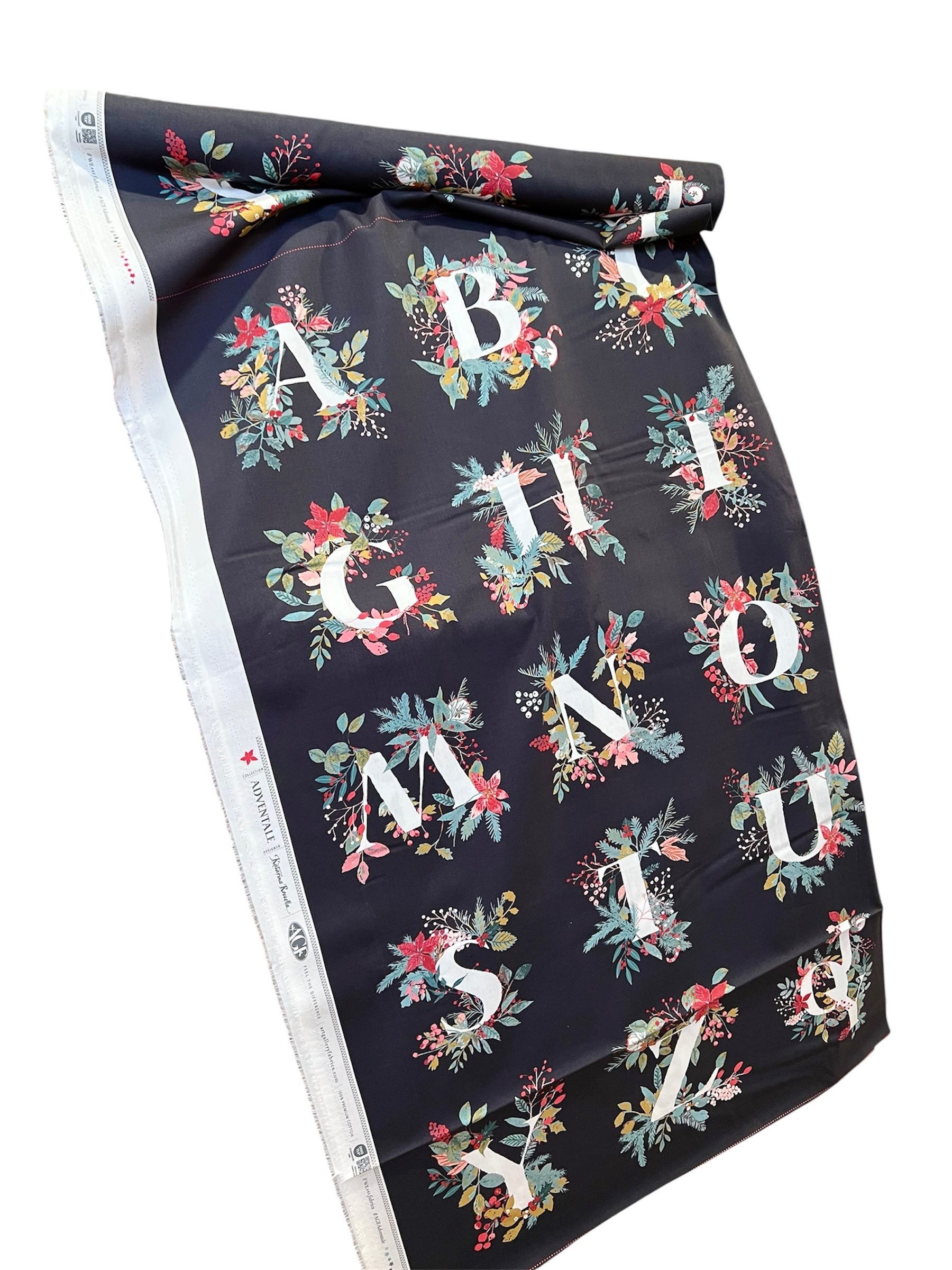 Alphabet Print Cotton Fabric- “Jingle All the Letters Panel”- Art Gallery Fabrics- AGF- 44” Wide