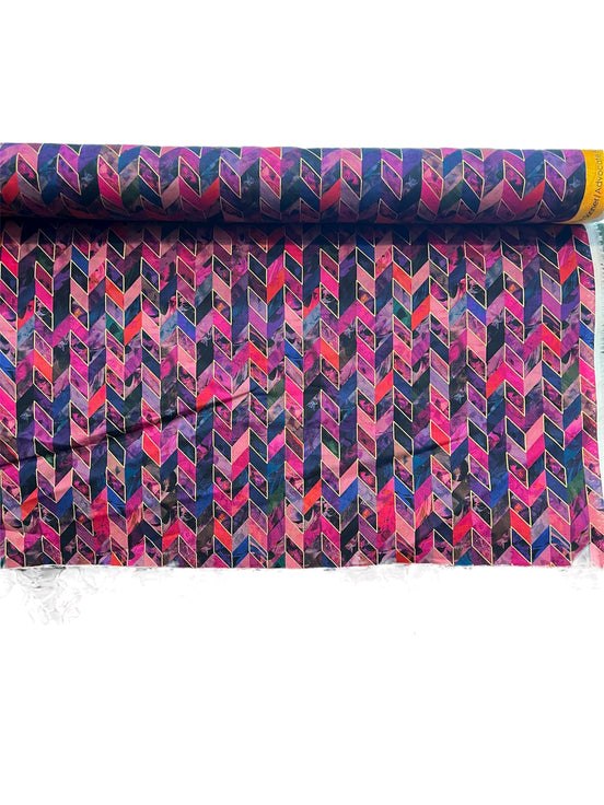WINE from Golden Vibes- 100% Cotton- 44” Wide- Subtle Metallic- Hot Pink, Royal Blue, Purple