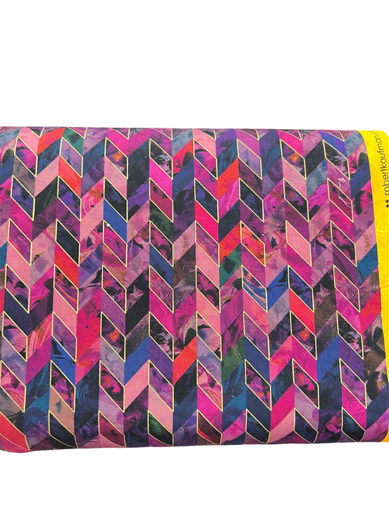 WINE from Golden Vibes- 100% Cotton- 44” Wide- Subtle Metallic- Hot Pink, Royal Blue, Purple