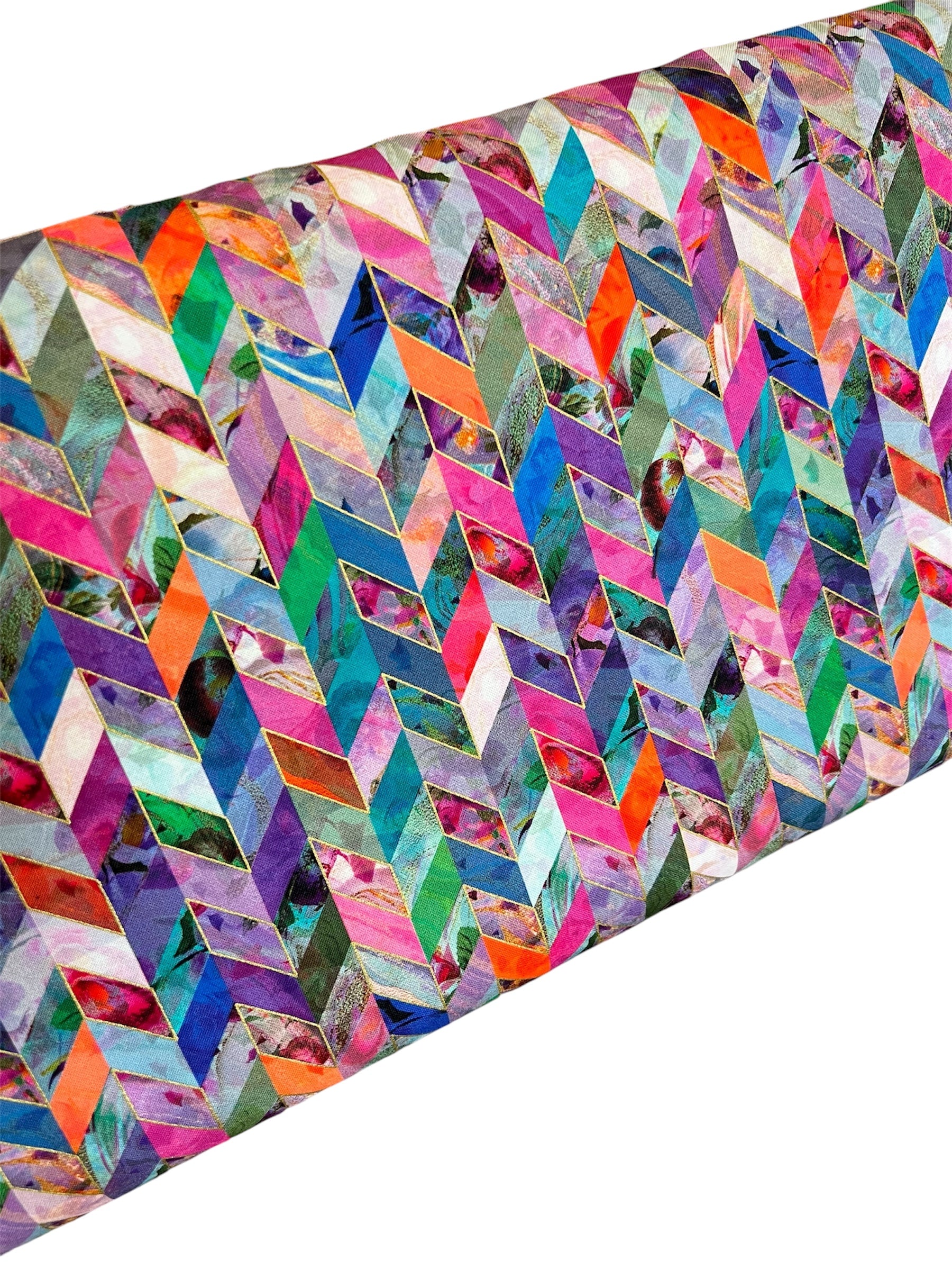 LARKSPUR from Golden Vibes- 100% Cotton- 44” Wide- Subtle Metallic- Hot Pink, Green, Purple