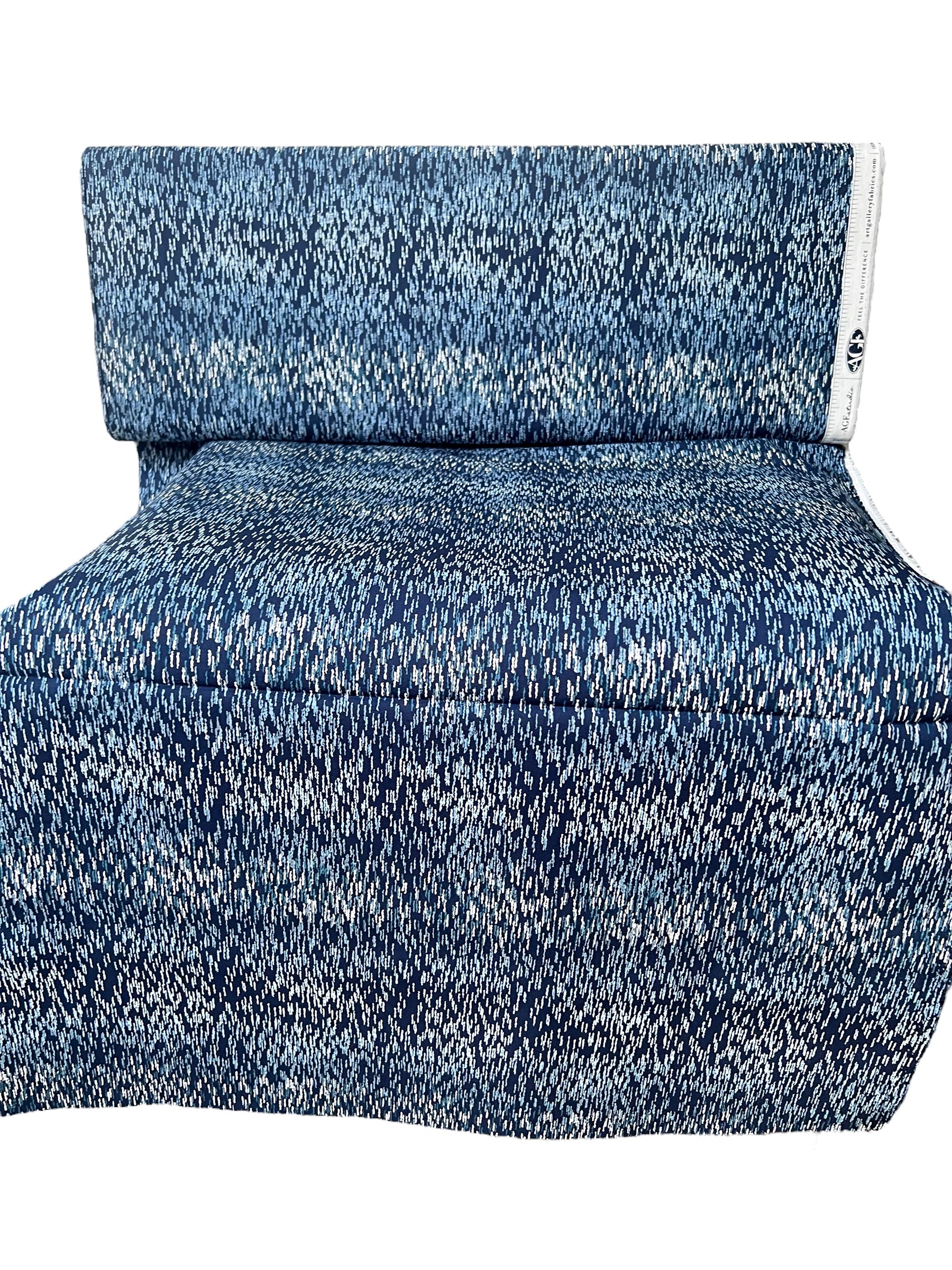 Navy Blue Print Cotton Fabric - “Linear Storm Kurai