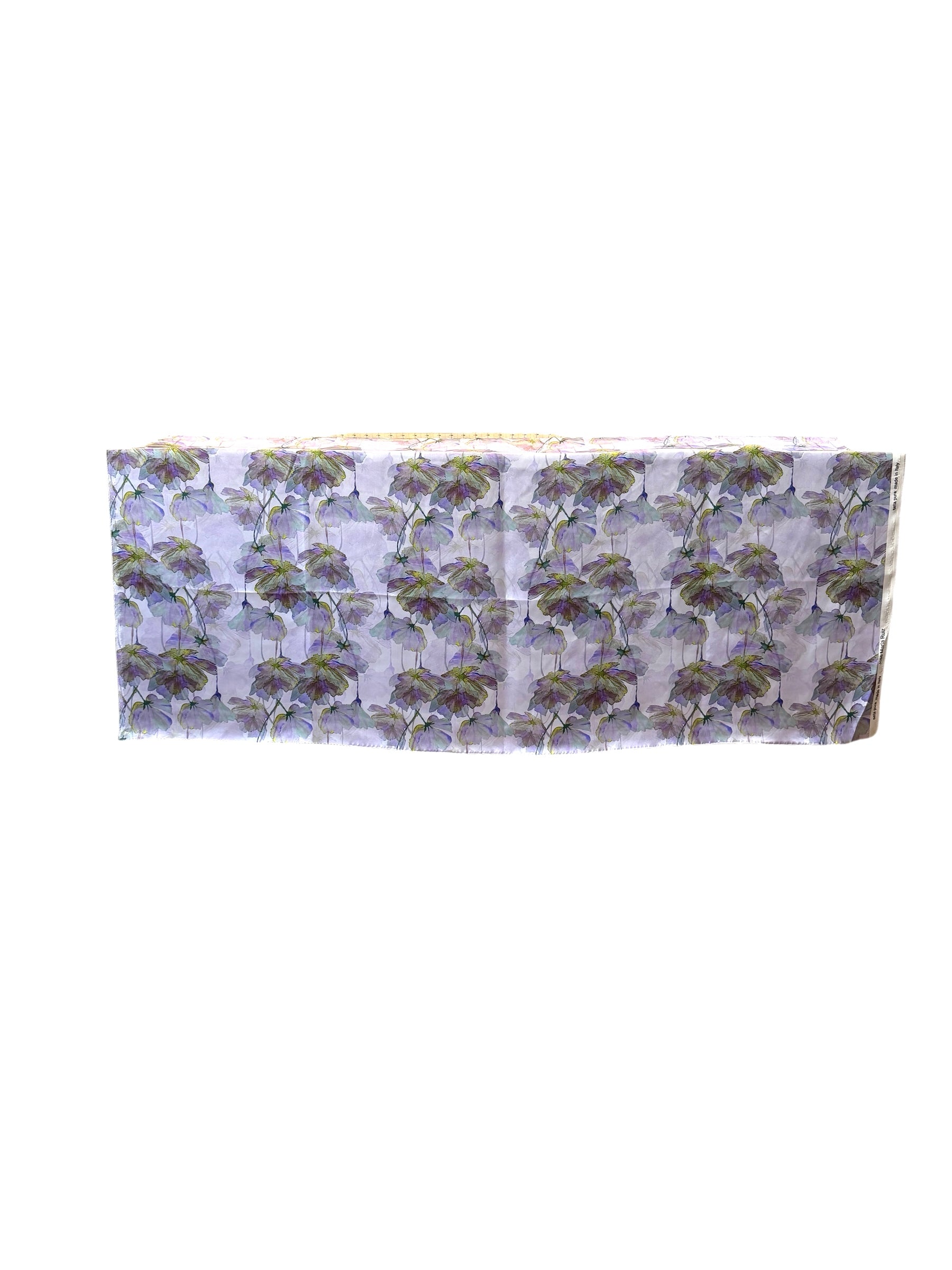 Purple, Chartreuse Floral on Pale Lilac- Silk Charmeuse- 53” Wide (1734)