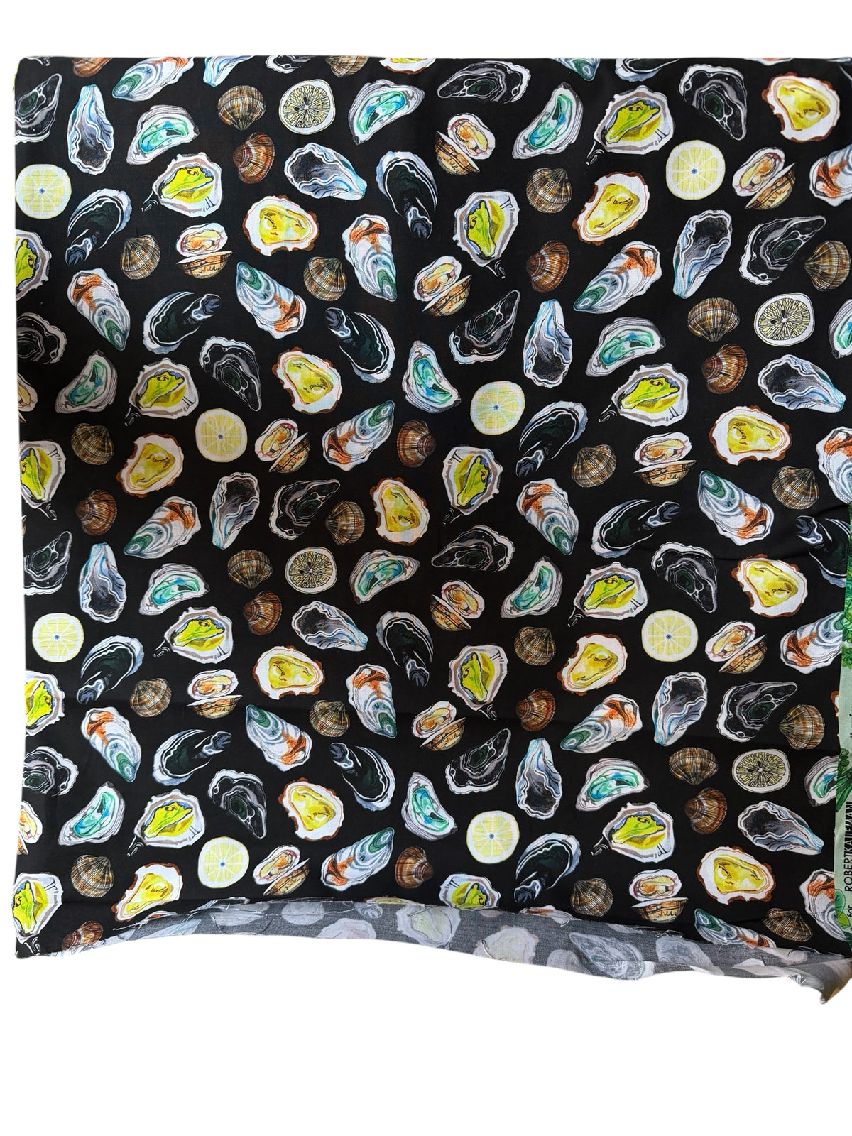 Colorful Oysters- Black- Chef’s Table- 44” Wide Cotton Fabric