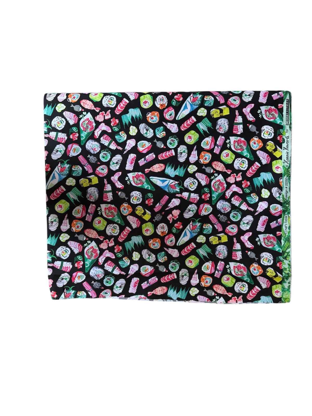 Colorful Sushi- Black- Chef’s Table- 44” Wide Cotton Fabric
