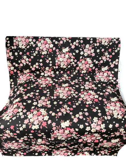 Kokka Japanese Sakura- 100% Cotton- 43” Wide- Subtle Metallic- Subtle Metallic- Pink, Black