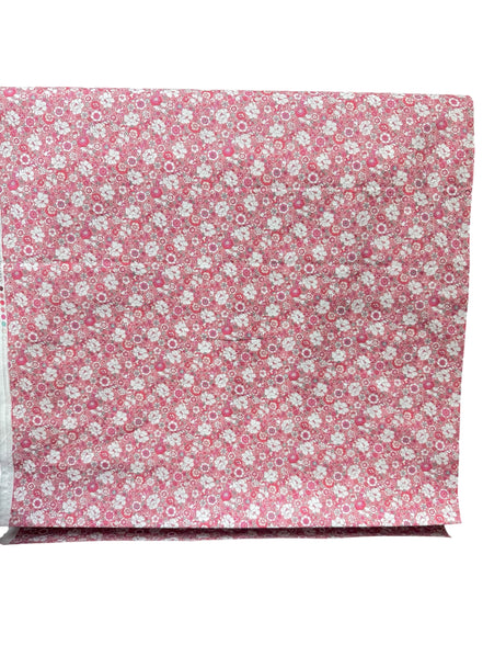 Flownny 100% Cotton Fabric - Lawn- Pink, White Floral- 43" Gardenias