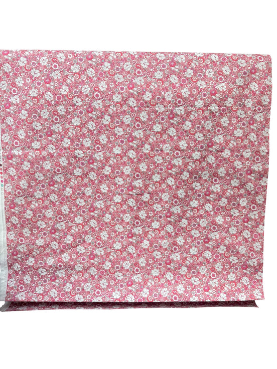 Flownny 100% Cotton Fabric - Lawn- Pink, White Floral- 43" Gardenias
