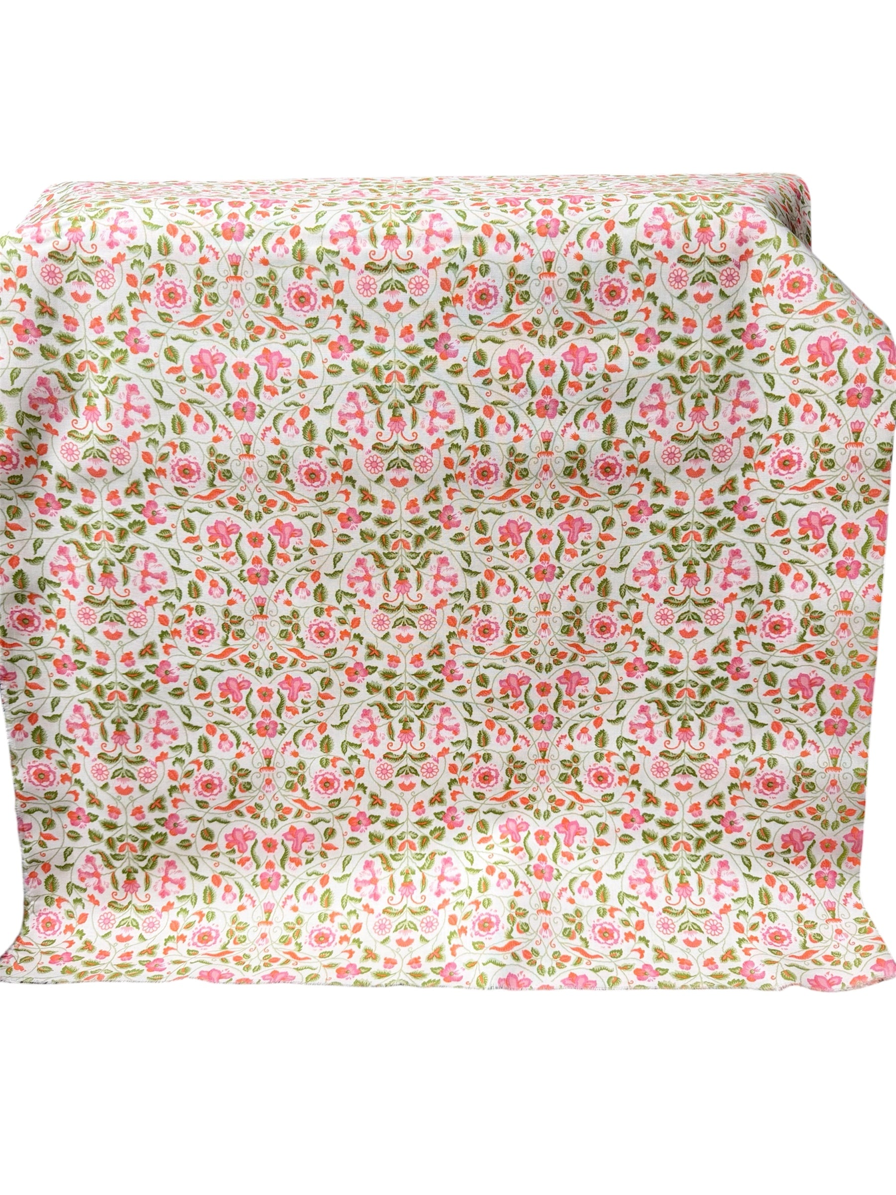 Dark Pink, Orange, Green Floral Print on Cream- Craft Garden Tapestry Trail A- Liberty Cotton- 44