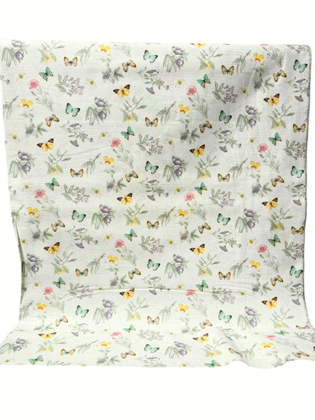 Butterflies, Florals "Flower Sprigs Tossed - PALE GREEN” 44” Wide Cotton Fabric