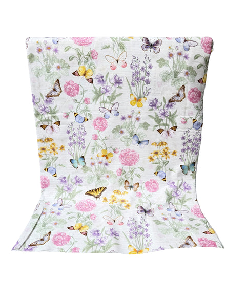 Butterflies, Florals "Large Floral - Cream” 44” Wide Cotton Fabric