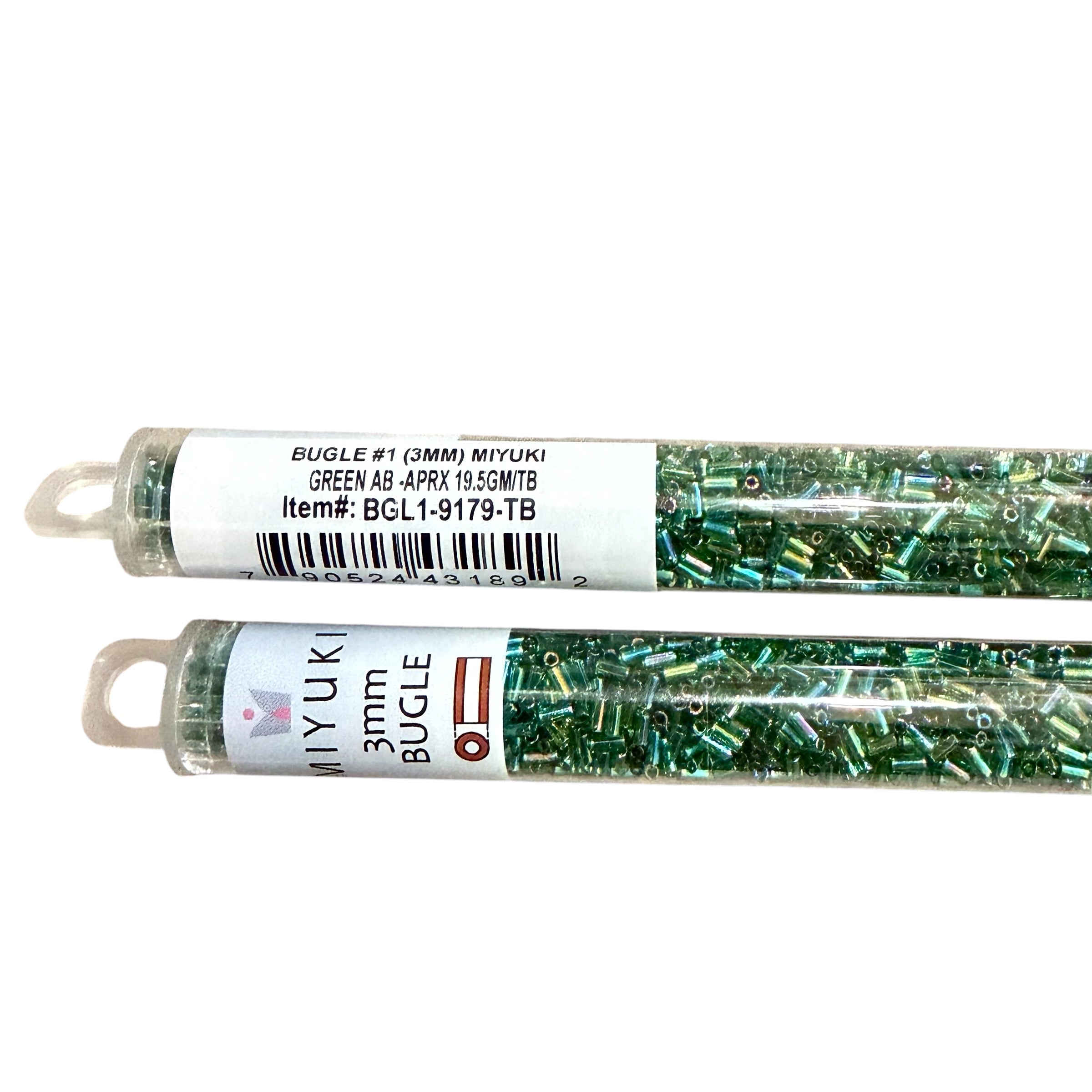 Miyuki 3MM Glass Bugle Beads- Green AB- (2055)
