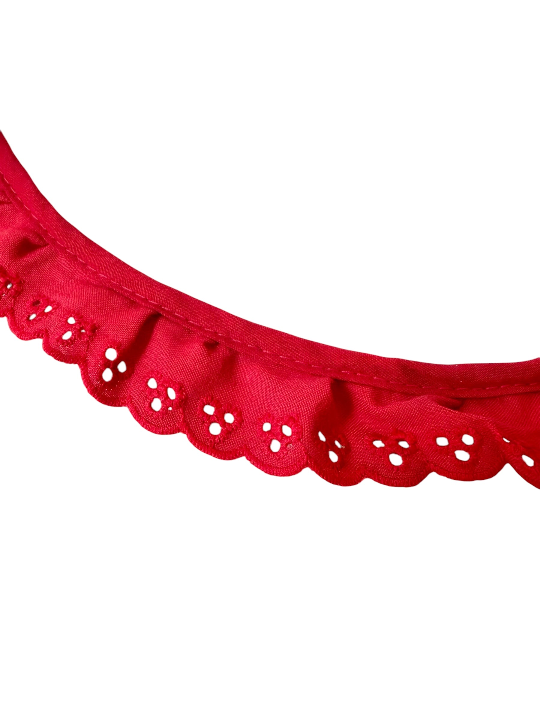 Red Cotton Ruffled Eyelet, 34MM or 1 1/3” Wide- 05270
