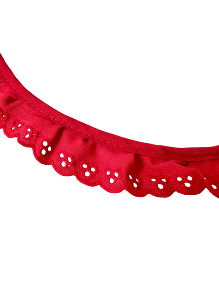 Red Cotton Ruffled Eyelet, 34MM or 1 1/3” Wide- 05270