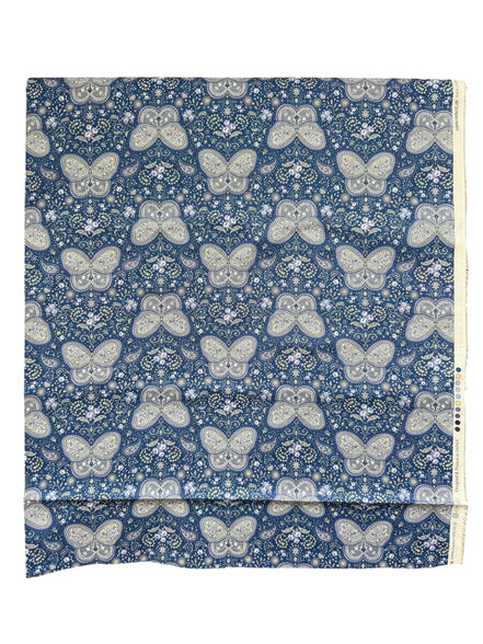 Butterflies, Paisley- Cotton Lawn 43”- KP9071-3E- Blue, Gray- Cosmo