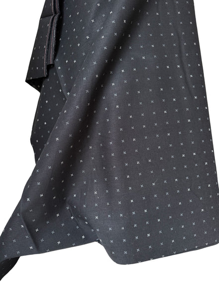 Gray, White Xs on Black- "Crossed Grid Char"- Linen Cotton Blend- 60”- Art Gallery- AGF