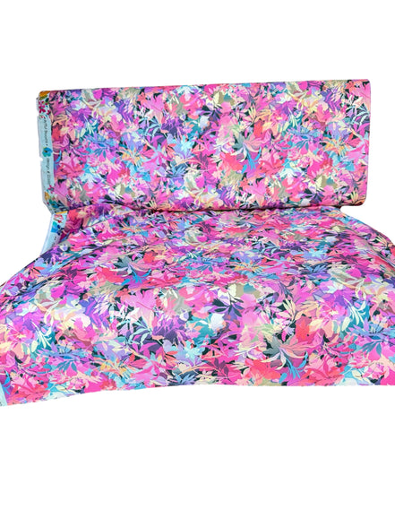 Purple, Blue, Pink Botanical Cotton Fabric- 44” Wide- “DAHLIA"- Artful Blooms