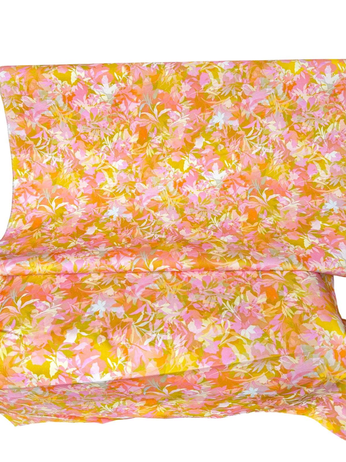Yellow, Chartreuse, Pink Botanical Cotton Fabric- 44” Wide- “Honeysuckle