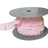 Pink Cotton Ruffled Eyelet, 34MM or 1 1/3” Wide- 05270