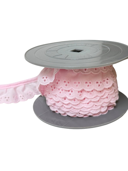 Pink Cotton Ruffled Eyelet, 34MM or 1 1/3” Wide- 05270