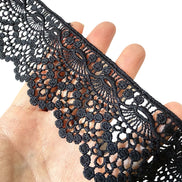 Black Fan Pattern Guipure- Lace Trim 9129- 2 1/8” Wide
