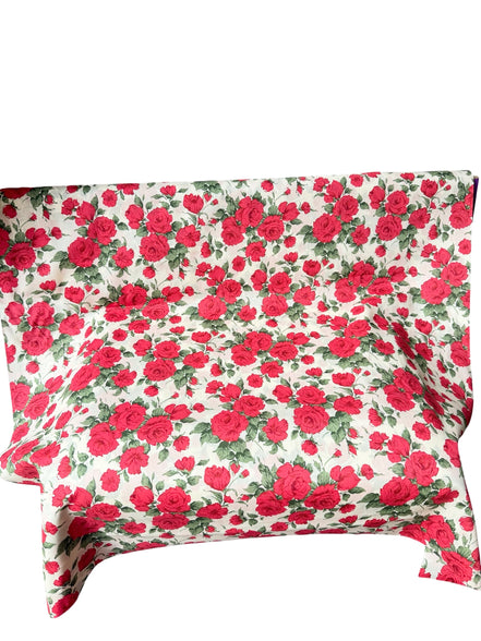 Liberty London- Carline Rose Tana Lawn Cotton- Red and Pale Cream- 54"