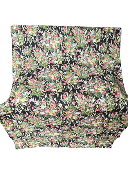 Yellow, Pink on Black- Cotton Lawn- 42” Wide- Floral Print- Kokka