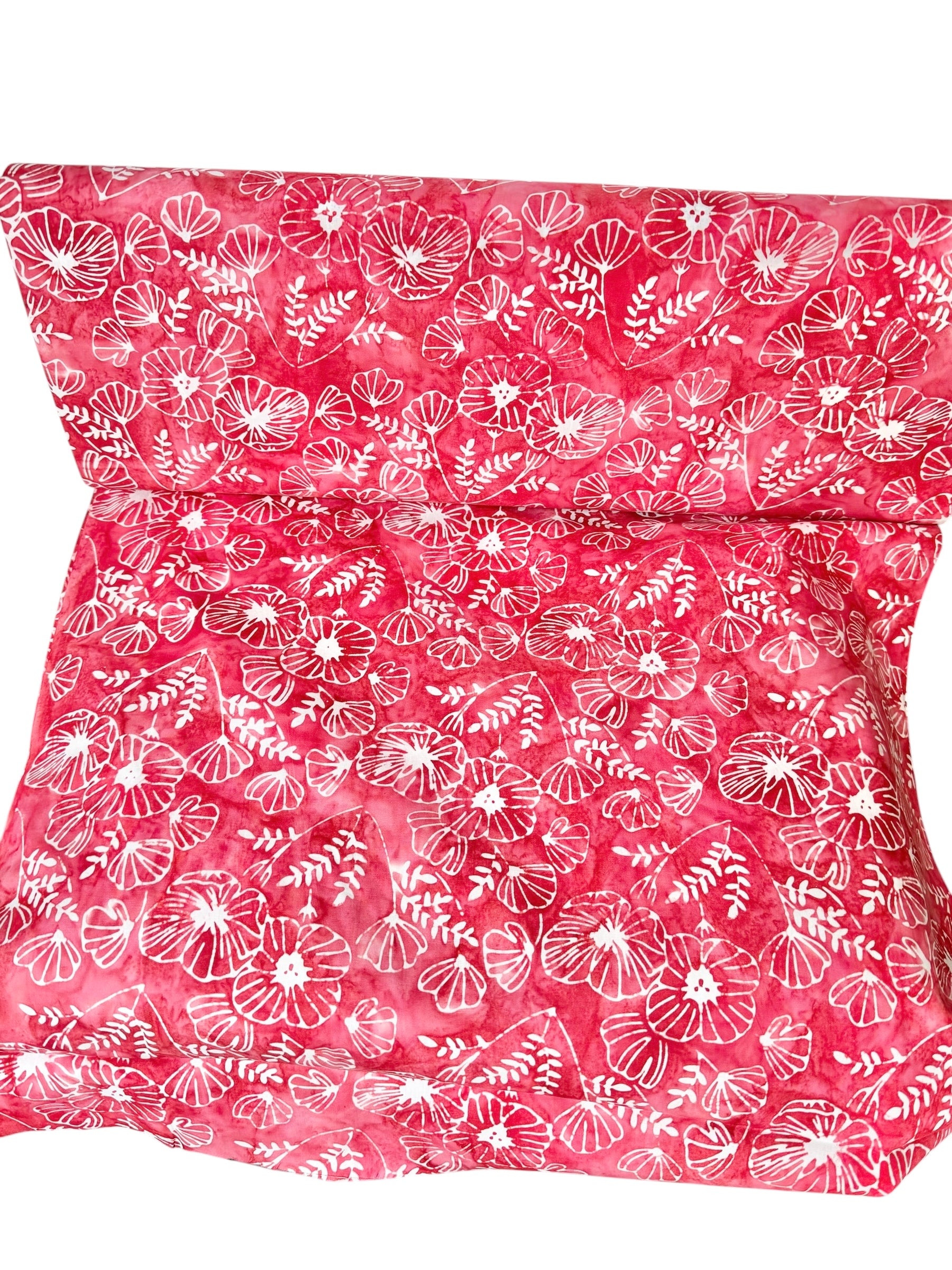 Batiks Poppy Seeds Peppermint Twist- Red, White Floral Cotton Fabric- 44