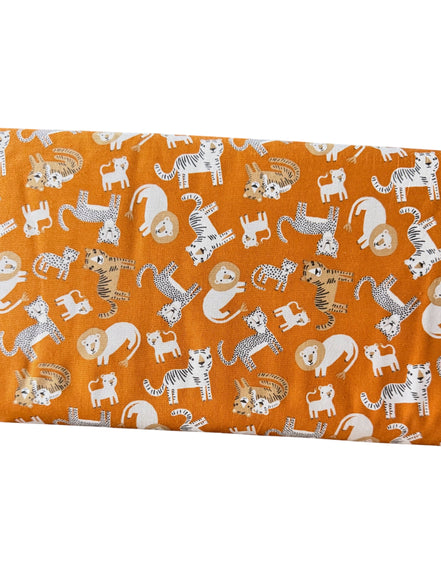 Leo & Savannah- Toss Orange- Safari Animals- Cotton Fabric- 44"