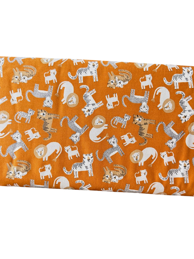 Leo & Savannah- Toss Orange- Safari Animals- Cotton Fabric- 44"