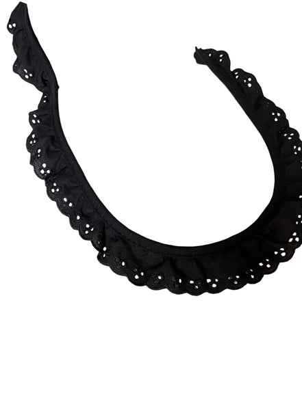 Black Cotton Ruffled Eyelet, 34MM or 1 1/3” Wide- 05270