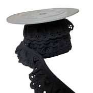 Black Cotton Ruffled Eyelet, 34MM or 1 1/3” Wide- 05270